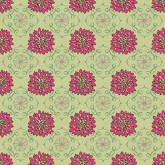 flower seamless pattern vector background wallpaper red green