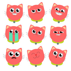 Cute pink cat draw illustration. Pet animal.