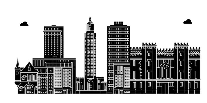 Baton Rouge , United States, Outline Travel Skyline Vector Illustration. 