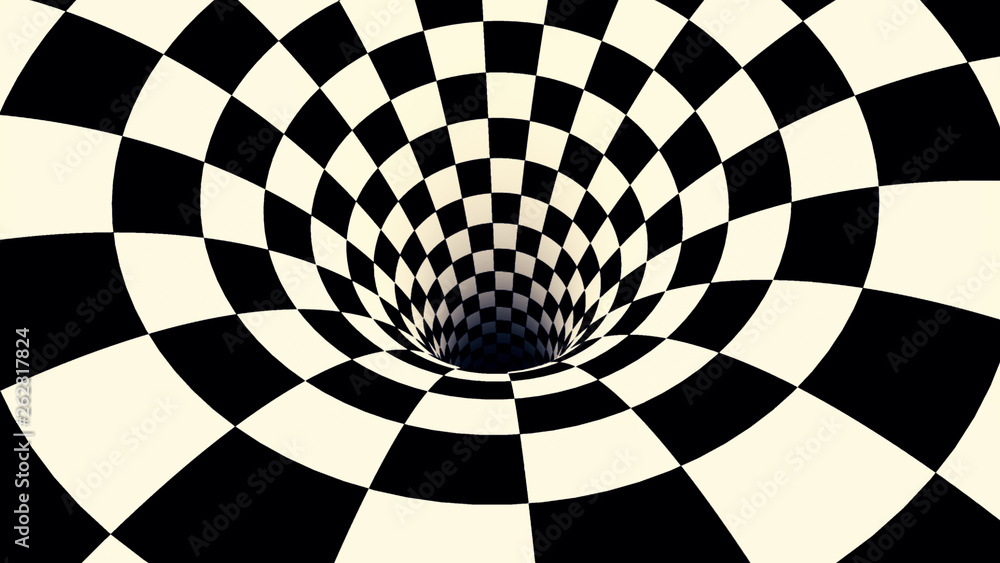 Wall mural chess spiral . the space and time. 3d illustration. high-resolution background for meditation