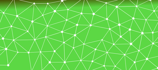 Abstrakt verbundene Punkte auf farbigem Hintergrund, technisch abstrakter Hintergrund. Technologiekonzept, LowPoly, Polygone, Dreiecke, Netzwerk, Soziales Netzwerk, IOT, Internet