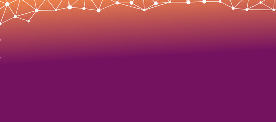 Abstrakt verbundene Punkte auf farbigem Hintergrund, technisch abstrakter Hintergrund. Technologiekonzept, LowPoly, Polygone, Dreiecke, Netzwerk, Soziales Netzwerk, IOT, Internet