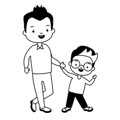 dad and son holding hands