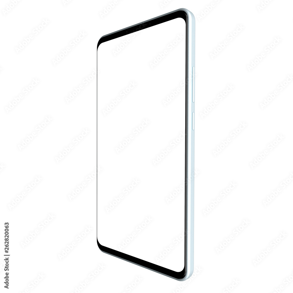 Poster mobile phone side view isolated on white background. 3d rendering