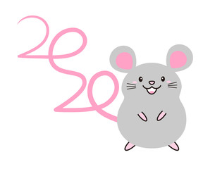 しっぽの形が2020になっているねずみ mouse 2020