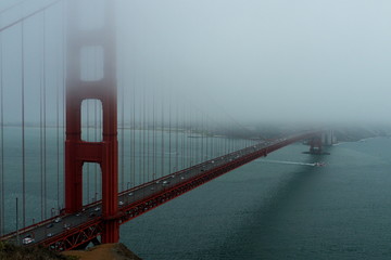 golden gate bridge in the fog in San Francisco California USA