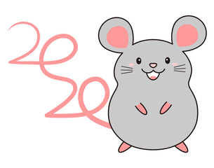 しっぽの形が2020になっているねずみ mouse 2020