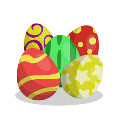 Cute, fun easter eggs cartoon illustration pattern