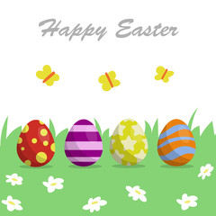 Cute, fun easter eggs cartoon illustration pattern