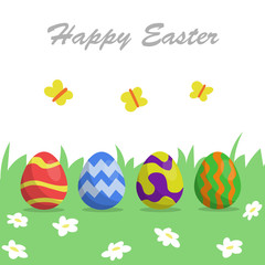 Cute, fun easter eggs cartoon illustration pattern