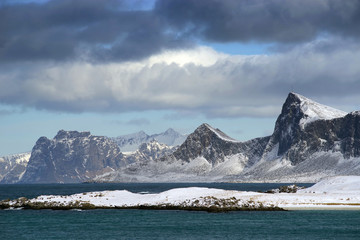 Fototapeta na wymiar Sandbotnen landscape in Lofoten Archipelago, Norway