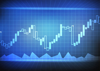 Vector : Blue grid with increasing business graph