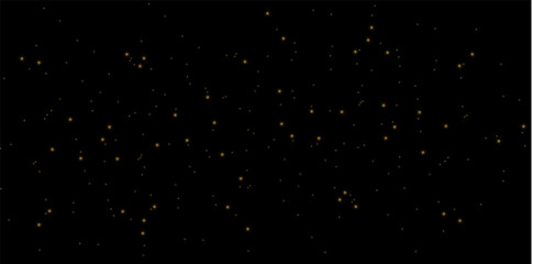 The dust is yellow. yellow sparks and golden stars shine with special light. Vector sparkles on a black background. Christmas light effect. Sparkling magical dust particles