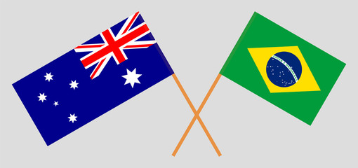 Australia and Brazil. The Australian and Brazilian flags. Official colors. Correct proportion. Vector