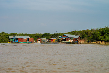 Fototapeta premium Floating village, Cambodia, Tonle Sap, Koh Rong island.