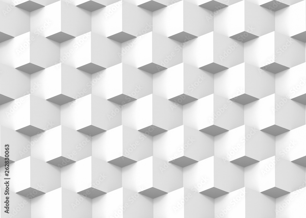 Poster 3d rendering. modern square box grid stack pattern wall design background.