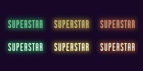 Fototapeta premium Neon icon set of text Superstar. Vector art