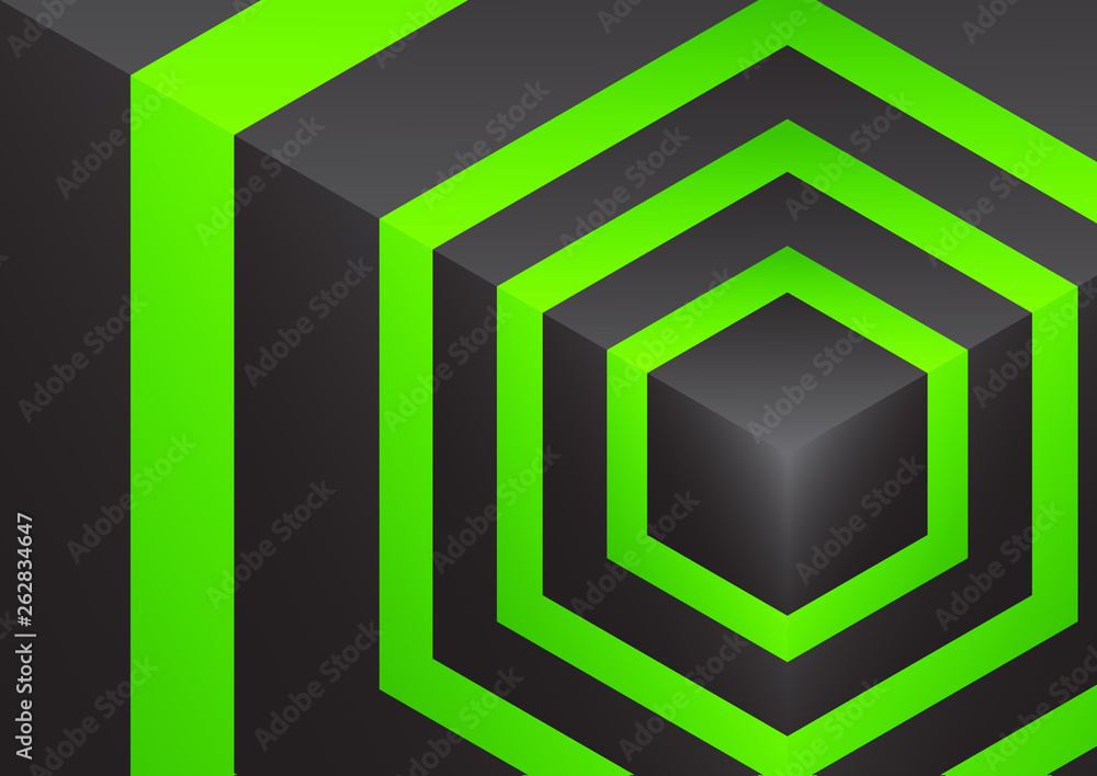 Poster abstract background isometric shape of hexagons and cubes.