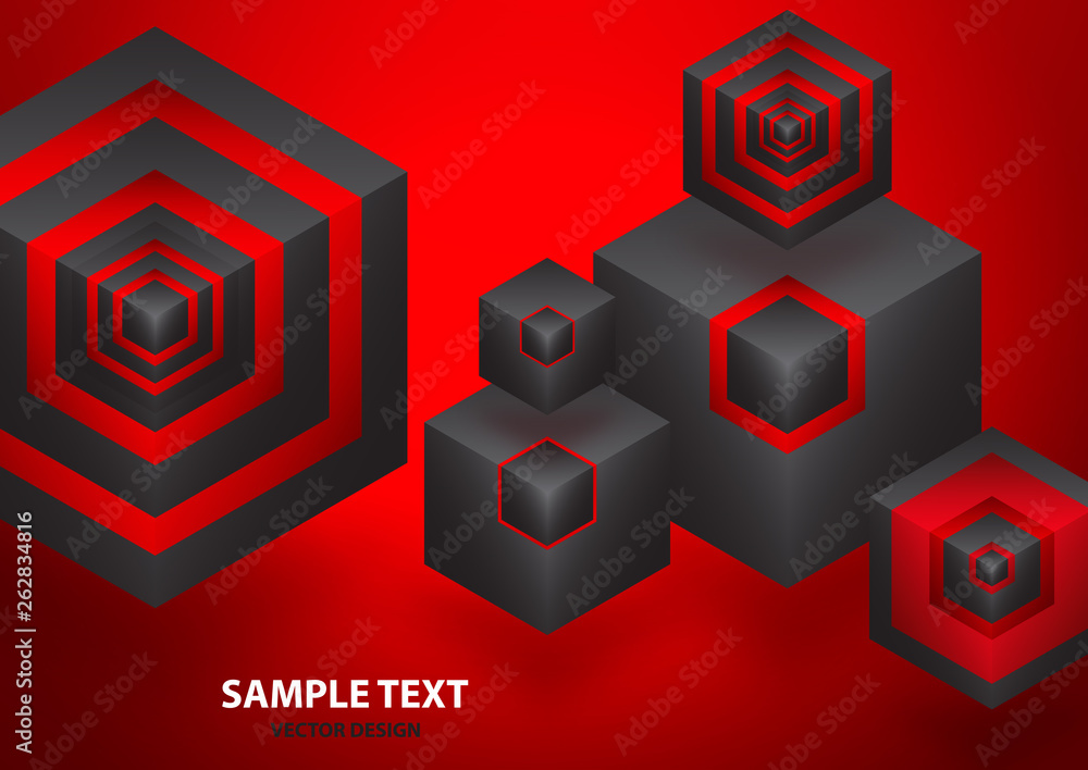 Poster abstract background isometric shape of hexagons and cubes.