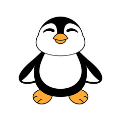 Cute baby penguin icon in flat style. Antarctic bird, animal illustration.