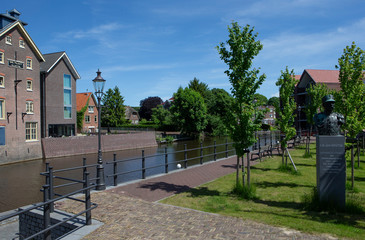 City of Coevorden Drente Netherlands canal with warehouse