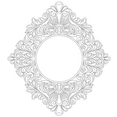 Black vintage baroque ornament, corner. Retro pattern antique style acanthus.