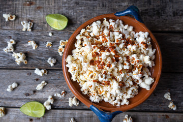 mexican pop corn with hot sauce