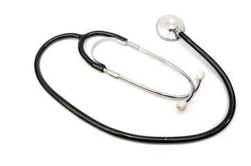 stethoscope on a white background. View from above.