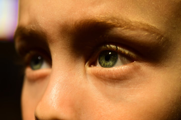 Fototapeta premium If it wasnt my poor eyesight. Little boy with poor health. Childhood health. Eye test at oculist. Small boy wear contact lens. Eyesight checkup at oculist. Contact lens is in the eye of the beholder