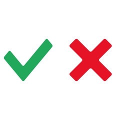 Check mark red and green icon vector eps10. Confirm icon. Check mark icon green and red.