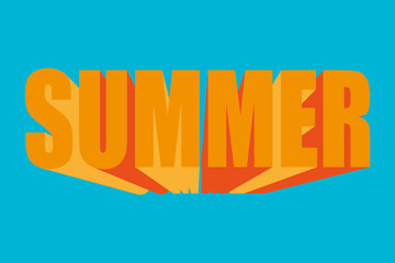 Texto de verano sobre fondo azul.