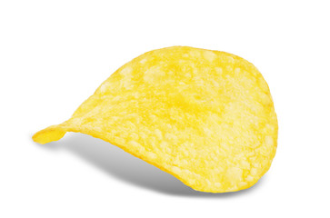 Potato chips with salt on a white background