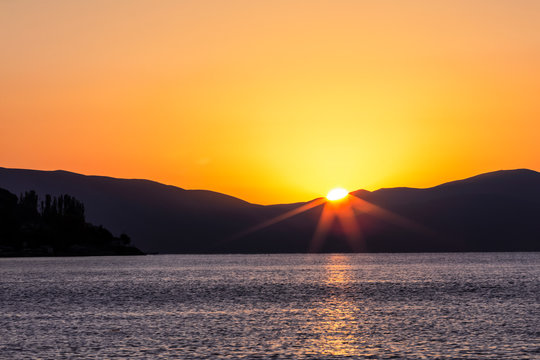 Dawn on lake Sevan in Armenia