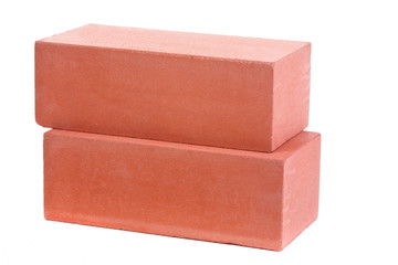 Two red ceramic bricks at the white background, isolated