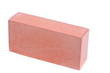 Red ceramic brick at the white background, isolated