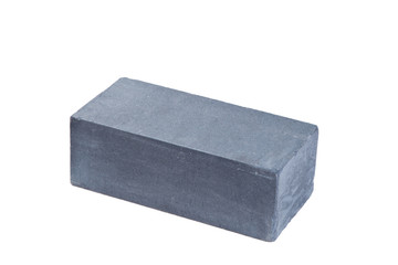 Grey ceramic brick at the white background, isolated