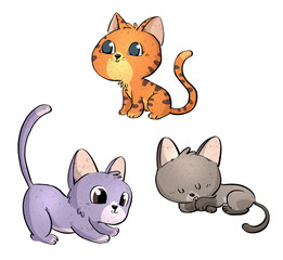 gatos en diferentes poses