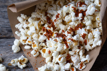 mexican pop corn with hot sauce
