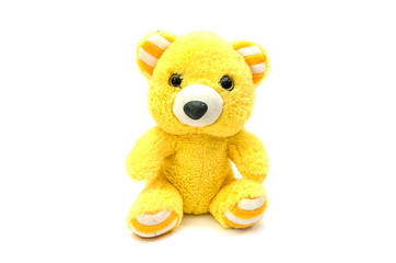 yellow teddy bear on white background