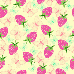 pattern with strawberries and butterfly