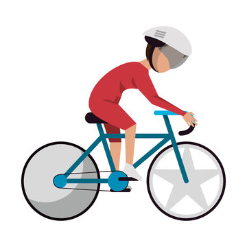 cyclist on bike avatar isolated