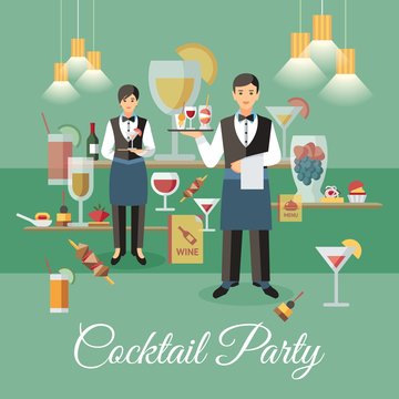Cocktail Party Event Event Flat Vector Banner