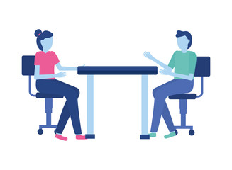 Fototapeta premium man and woman sitting on chairs