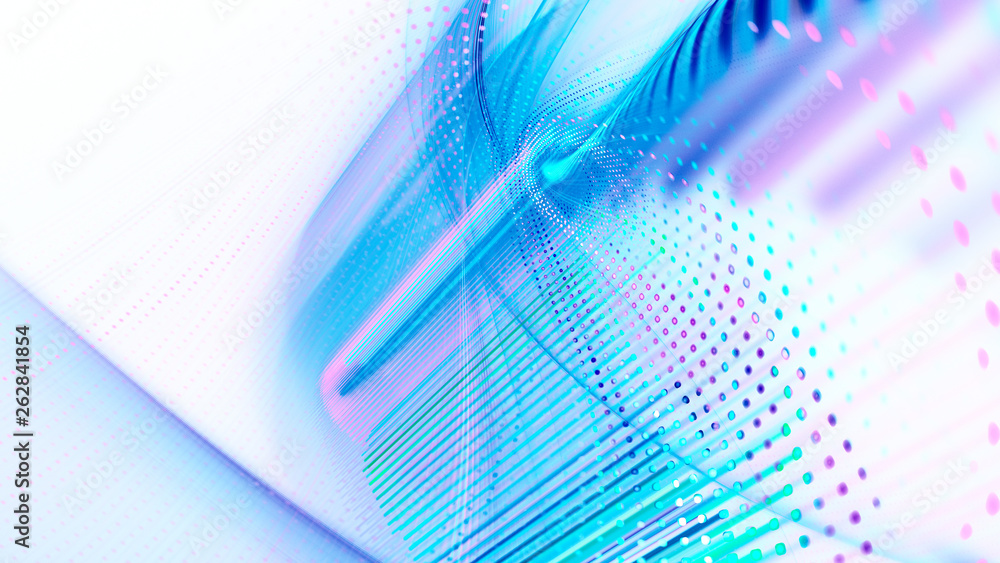Fototapete abstract background. 3d illustration. fractal graphics composition of dots, waves and rays of light.