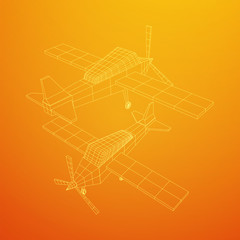 Plane Abstract polygonal wireframe airplane. Travel aircraft, tourism and vacation concept. Wireframe low poly mesh vector illustration
