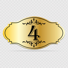 Hotel door number 4. Vector