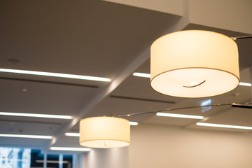 electric lamps hanging on the ceiling