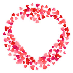 Red flying hearts bright love passion vector background.