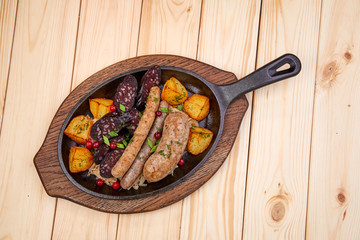 sausage with baked potatoes