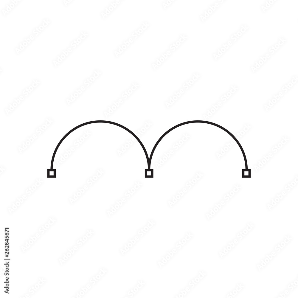 Poster pen tool. vector computer graphics. the curve control points. black path. vector illustration isolat
